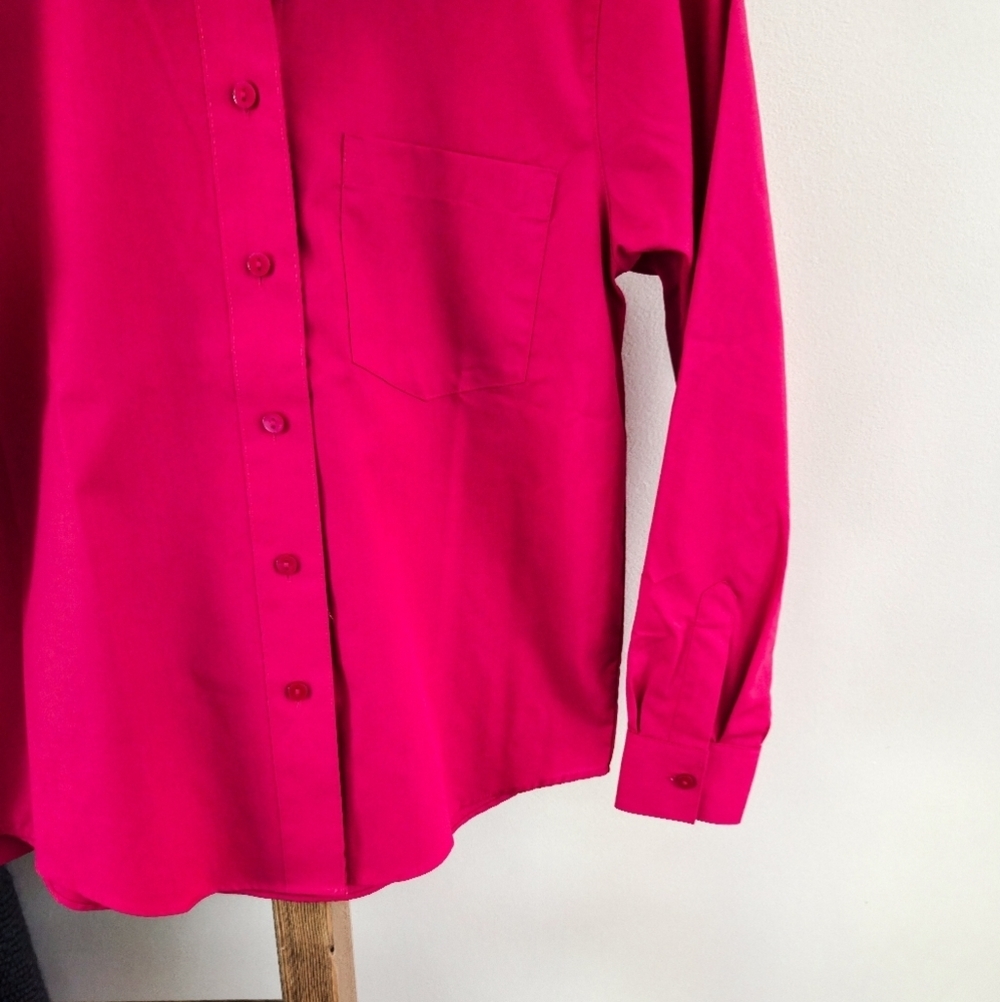 Foxcroft By Appleseed Fuchsia Pink Button-Up Shirt (Size 6P) - Picture 3 of 5